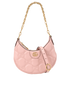 Crescent-Shaped Shoulder Bag, &pound;750, Handbags, Pink, Leather, Front view